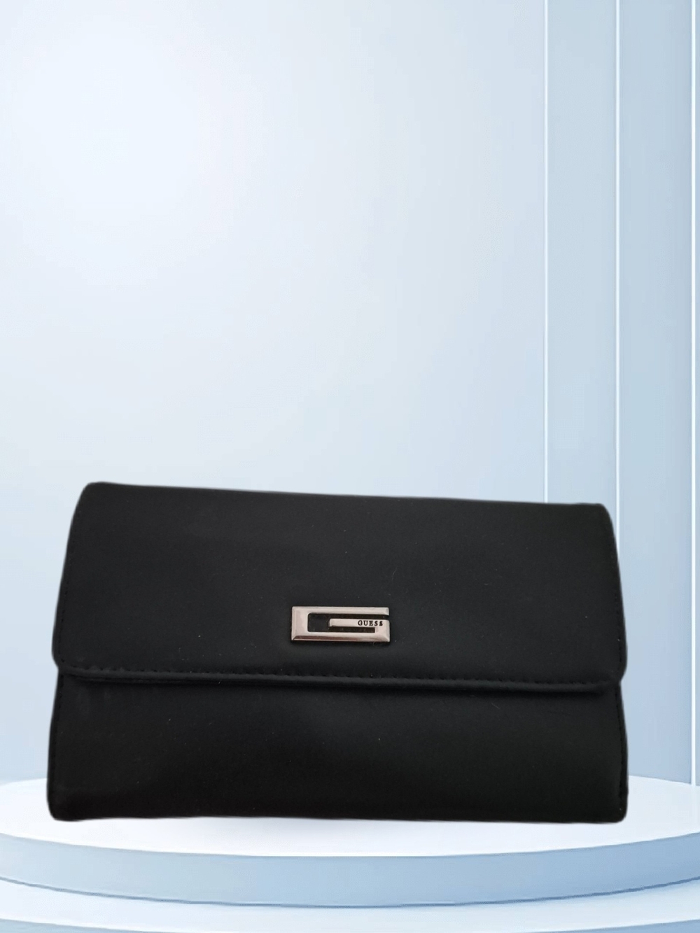 Guess Black Leather Tri Fold Organizer Wallet